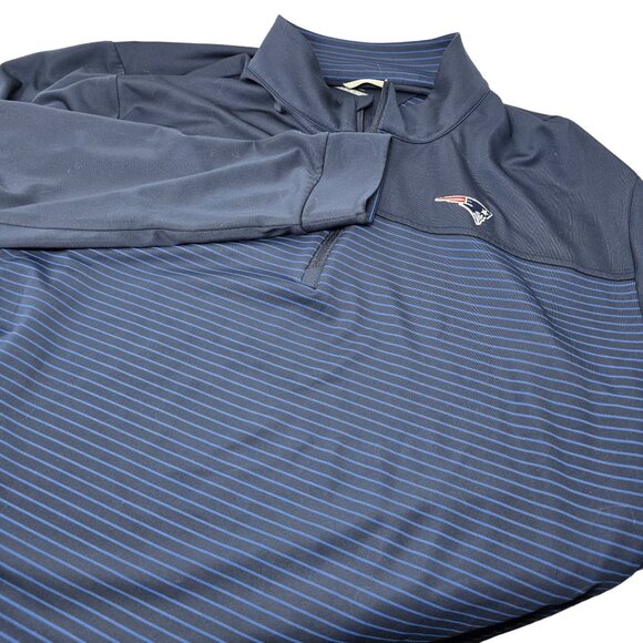 New England Patriots 1/4 Zip Pullover Lightweight Jacket 2XB Men's Blue Striped - Picture 1 of 9